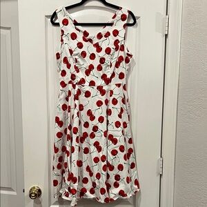 Eva Rose Cherry Print Sleeveless Dress Size Large